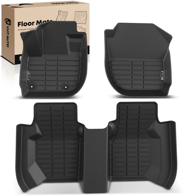 3 Pcs Front & Rear Black Floor Mats Liners