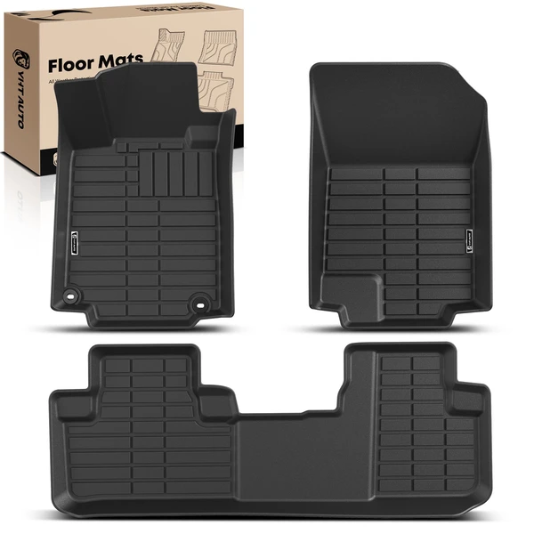 3 Pcs Front & Rear Black Floor Mats Liners for 2012-2016 Honda CR-V
