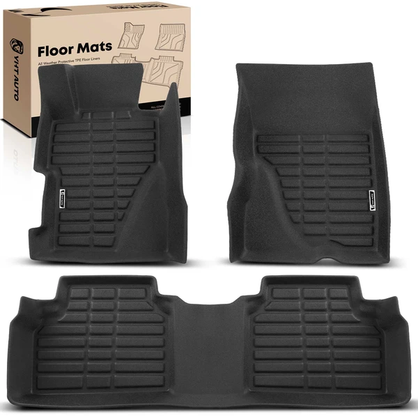 3 Pcs Front & Rear Black Floor Mats Liners for Honda Civic 2006-2011