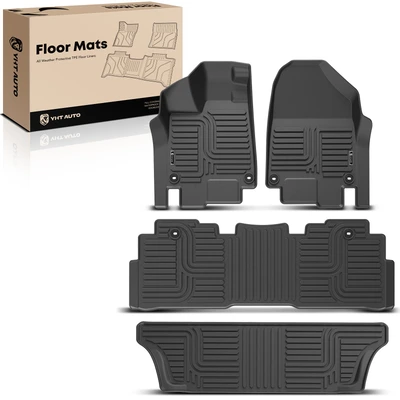 3 Pcs Front & Rear Black TPE textured Floor Mats Liners for 2018-2024 Honda Odyssey