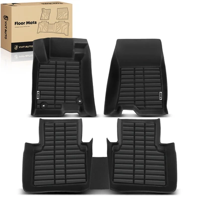 3 Pcs Front & Rear Black Floor Mats Liners