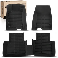 3 Pcs Front & Rear Black Floor Mats Liners