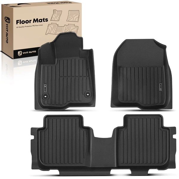 3 Pcs Front & Rear Black TPE textured Floor Mats Liners for 2023-2024 Honda CR-V