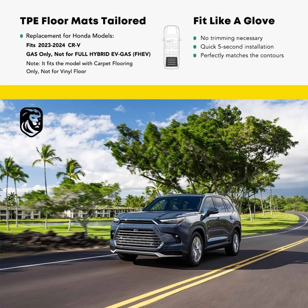 Rear Black Trunk Mat Cargo Liner for 2023-2024 Honda CR-V