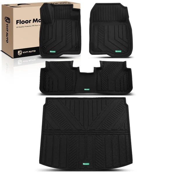 4 Pcs Front & Rear Black Floor Mats Trunk Cargo Liners for 2023-2024 Honda CR-V
