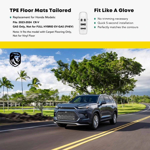 4 Pcs Front & Rear Black Floor Mats Trunk Cargo Liners for 2023-2024 Honda CR-V