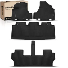 4 Pcs Front & Rear Black Floor Mats 3 Row Liners