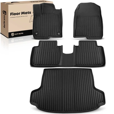 4 Pcs Front & Rear Black Floor Mats Liners
