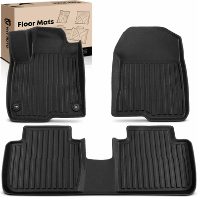 3 Pcs Front & Rear Black Floor Mats Liners