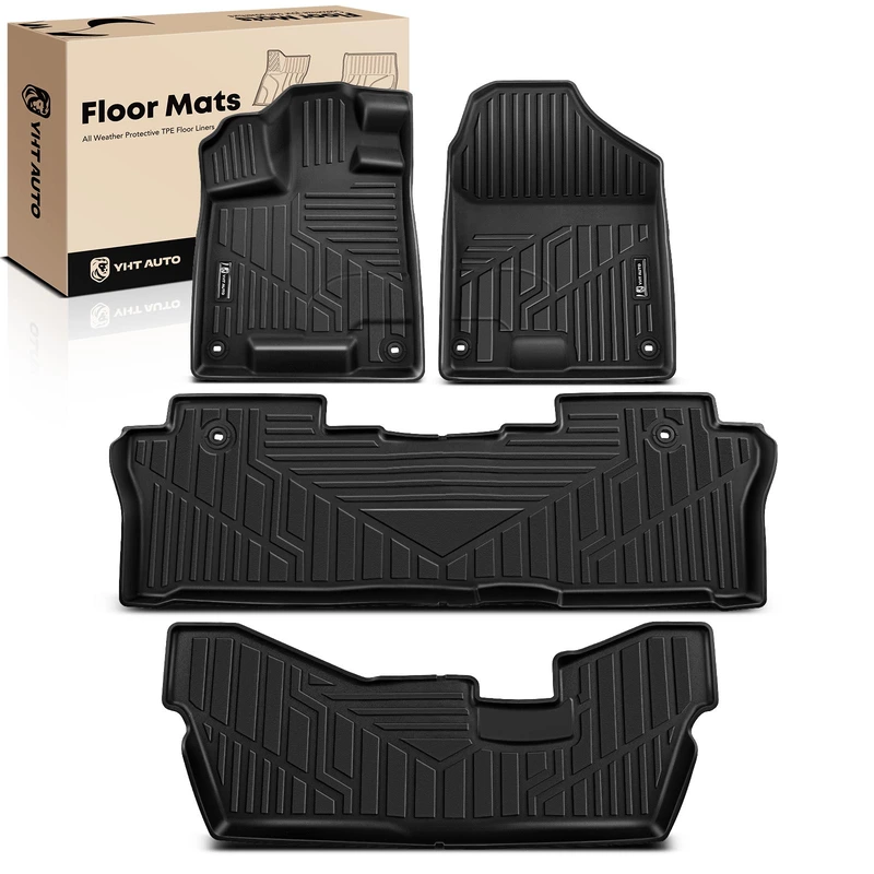 4 Pcs Front & Rear Black Floor Mats Liners for Honda Pilot 2016-2022