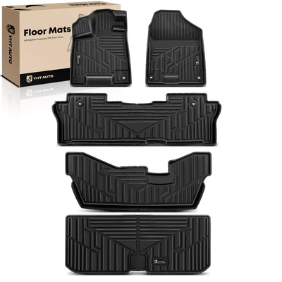 5 Pcs Front & Rear Black Floor Mats Liners