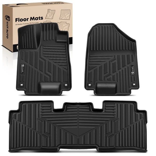 3 Pcs Front & Rear Black Floor Mats Liners for Honda Odyssey 2018-2024 7 Seats
