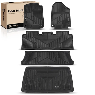 5 Pcs Front & Rear Black Floor Mats Liners
