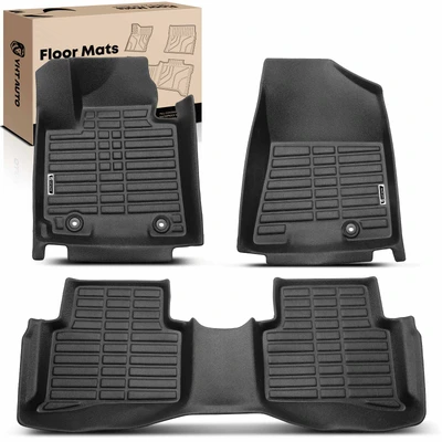 3 Pcs Front & Rear Black Floor Mats Liners