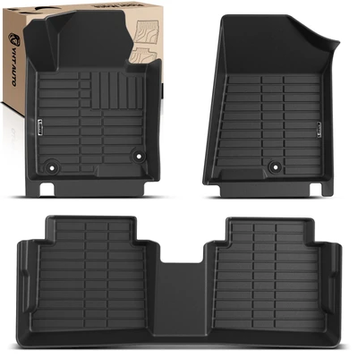 3 Pcs Front & Rear Black Floor Mats Liners
