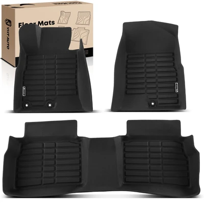 3 Pcs Front & Rear Black Floor Mats Liners