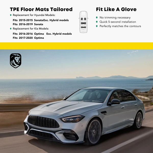 4 Pcs Front & Rear Floor Mats Liners for 2016-2020 Kia Optima