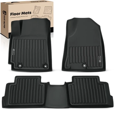 3 Pcs Front & Rear Black Floor Mats Liners
