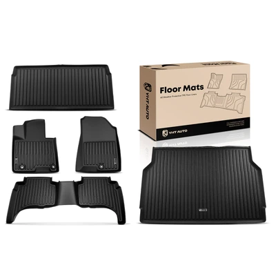 5 Pcs Front & Rear Black Floor Mats Liners