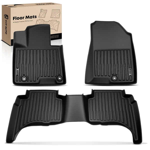 3 Pcs Front & Rear Black Floor Mats Liners for 2022-2025 Hyundai Santa Cruz