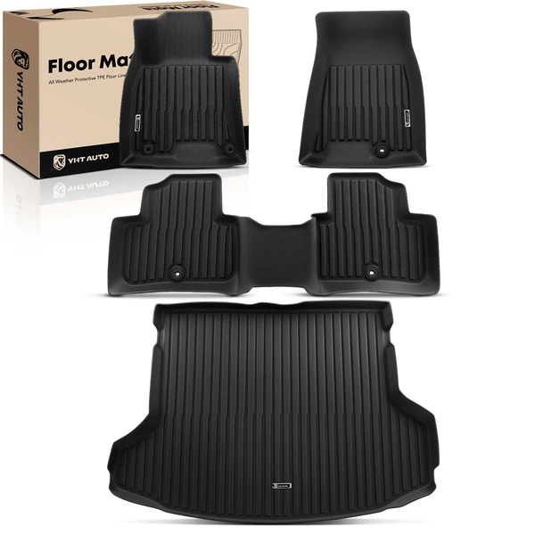4 Pcs Front & Rear Black Floor Mats Liners for 2022-2025 Genesis GV70