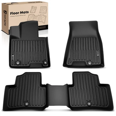 3 Pcs Front & Rear Black Floor Mats Liners