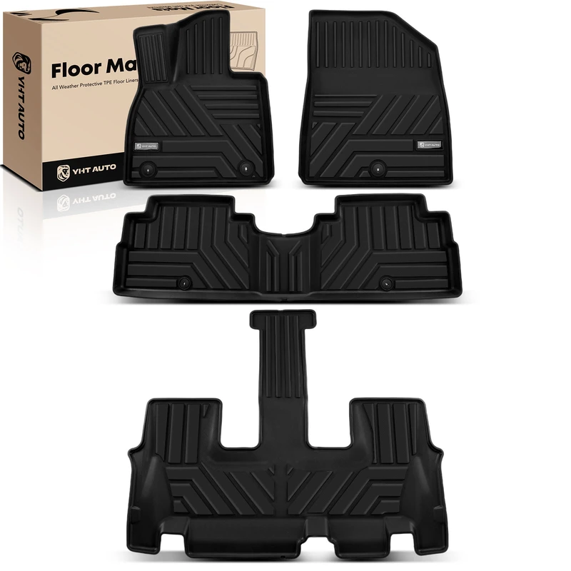 4 Pcs Front & 2nd & 3rd Row Floor Mat Liners for Hyundai Palisade 2020-2024 7 Seats