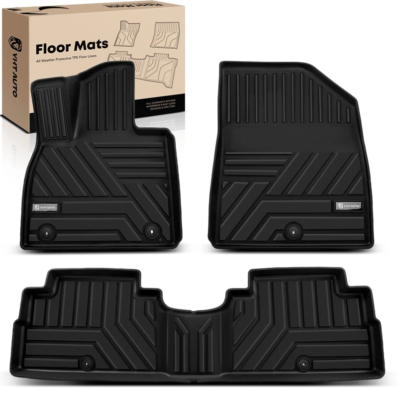 3 Pcs Front & Rear Black Floor Mats Liners for Hyundai Palisade 2020-2024 7 Seats