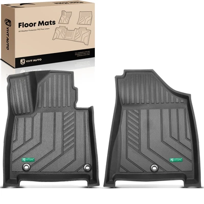 2 Pcs Front Black Floor Mats Liners