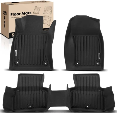 3 Pcs Front & Rear Black Floor Mats Liners