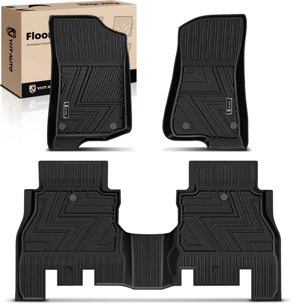 3 Pcs Front & Rear Black TPE textured Floor Mats Liners for Jeep Wrangler 18-23 Unlimited 4-Door
