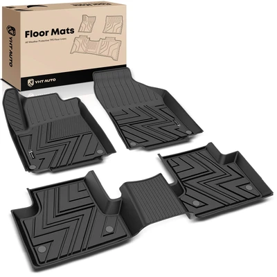 3 Pcs Front & Rear Black TPE textured Floor Mats Liners