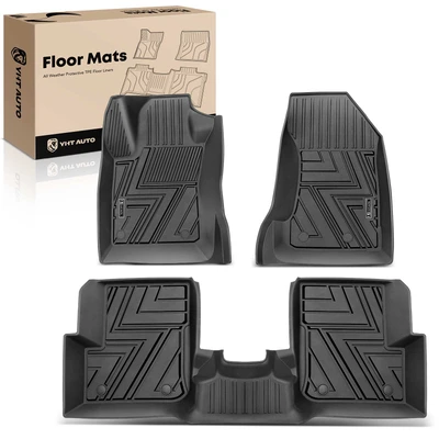 3 Pcs Front & Rear Black TPE textured Floor Mats Liners