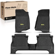3 Pcs Front & Rear Black TPE textured Floor Mats Liners