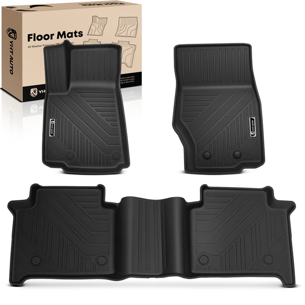 3 Pcs Front & Rear Black Floor Mats Liners for 2022-2024 Jeep Grand Cherokee
