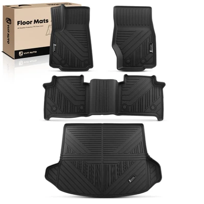 4 Pcs Front & Rear Black Floor Mats Liners