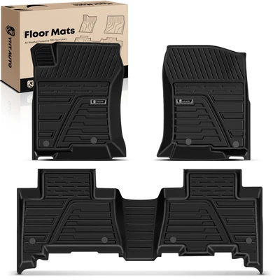 3 Pcs Front & Rear Black TPE textured Floor Mats Liners