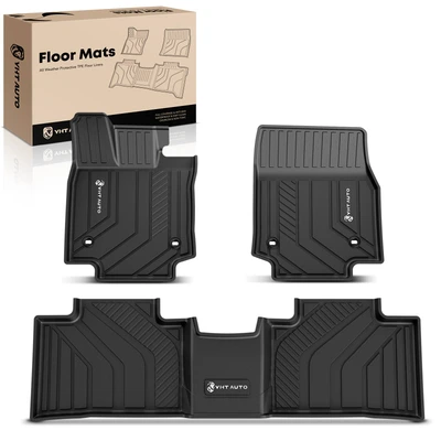 3 Pcs Front & Rear Black TPE textured Floor Mats Liners