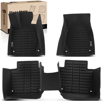 3 Pcs Front & Rear Black Floor Mats Liners