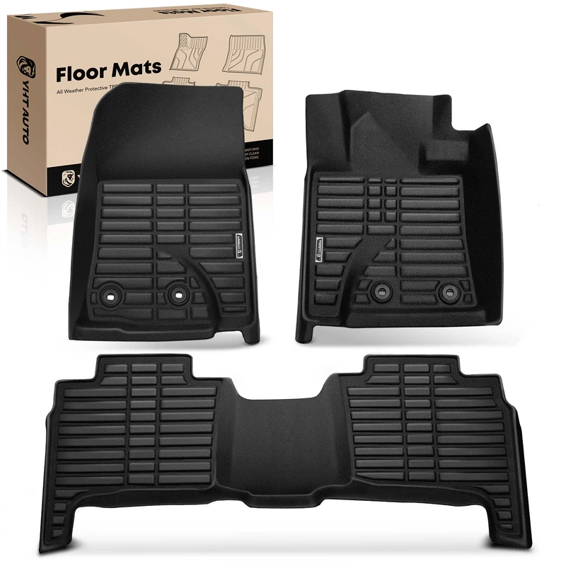 3 Pcs Front & Rear Black Floor Mats Liners for 2019 Toyota Land Cruiser