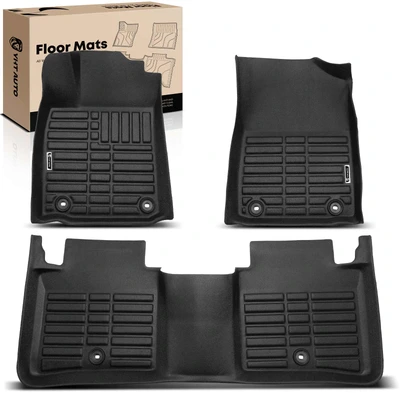 3 Pcs Front & Rear Black Floor Mats Liners