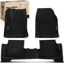 3 Pcs Front & Rear Black Floor Mats Liners
