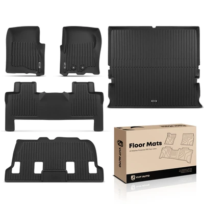5 Pcs Front & Rear Black Floor Mat