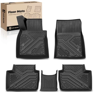 3 Pcs Front & Rear Black TPE textured Floor Mats Liners