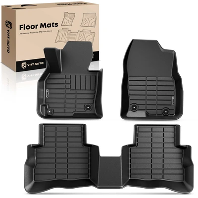 3 Pcs Front & Rear Black TPE textured Floor Mats Liners