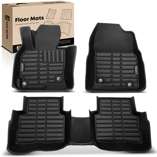 3 Pcs Front & Rear Black Floor Mats Liners for 2017-2024 Mazda CX-5