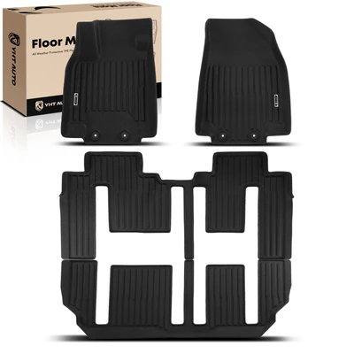 3 Pcs Front & Rear Black Floor Mats Liners