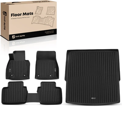 4 Pcs Front & Rear Black Floor Mats Liners