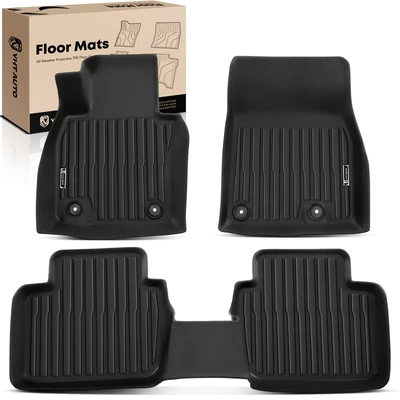 3 Pcs Front & Rear Black Floor Mats Liners