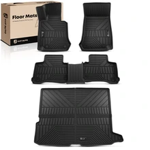 4 Pcs Front & Rear Black Floor Mats Trunk Cargo Liner
